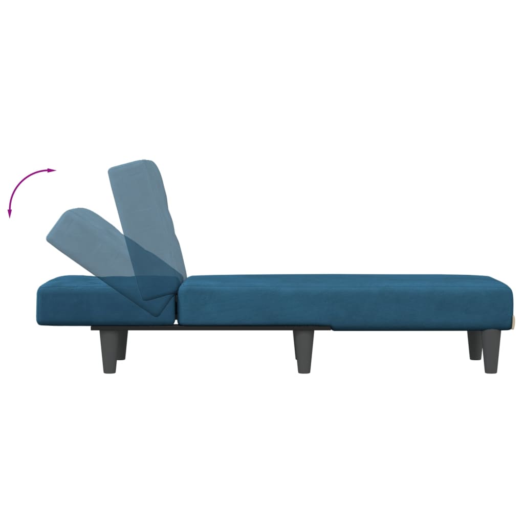 vidaXL Chaise longue veludo azul