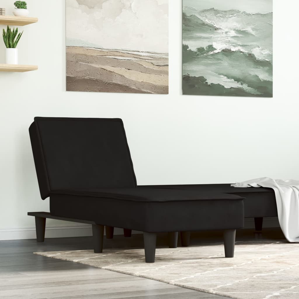 vidaXL Chaise longue veludo preto