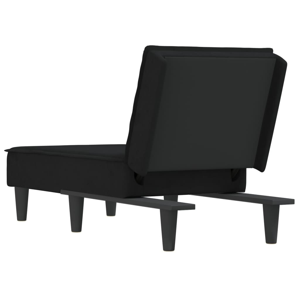 vidaXL Chaise longue veludo preto