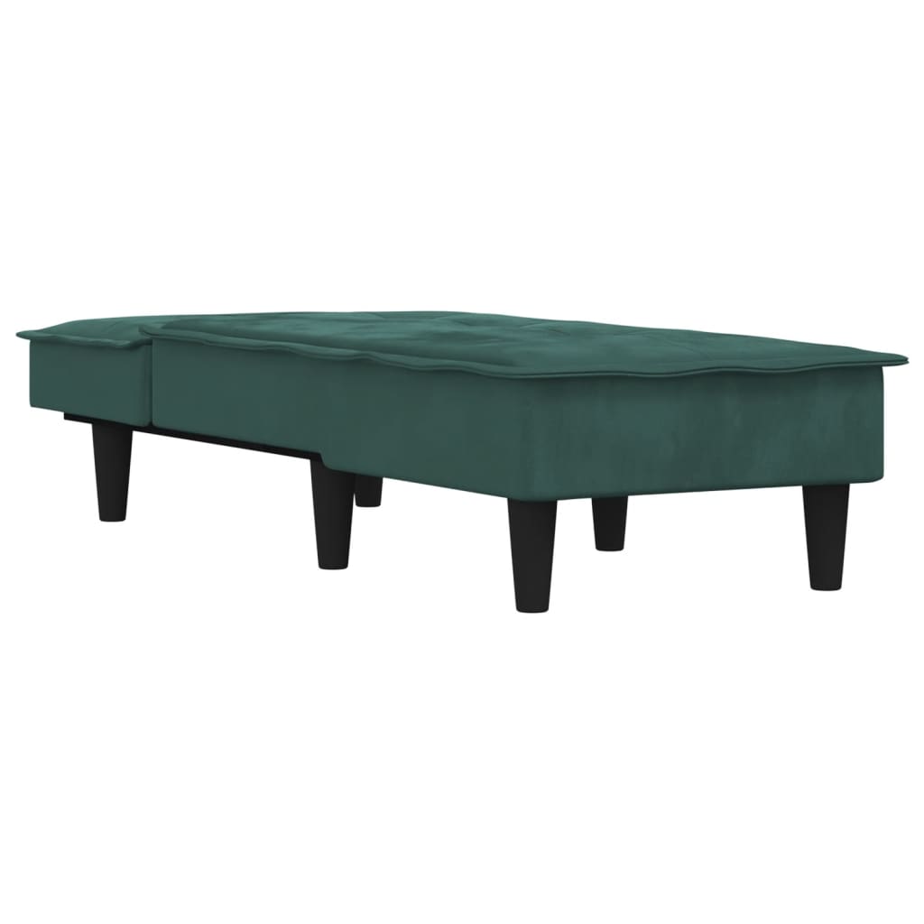 vidaXL Chaise longue veludo verde-escuro