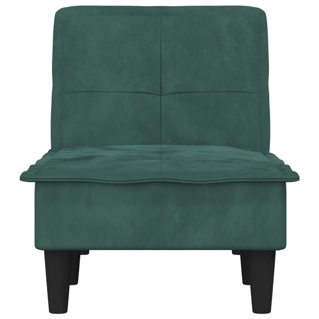 vidaXL Chaise longue veludo verde-escuro