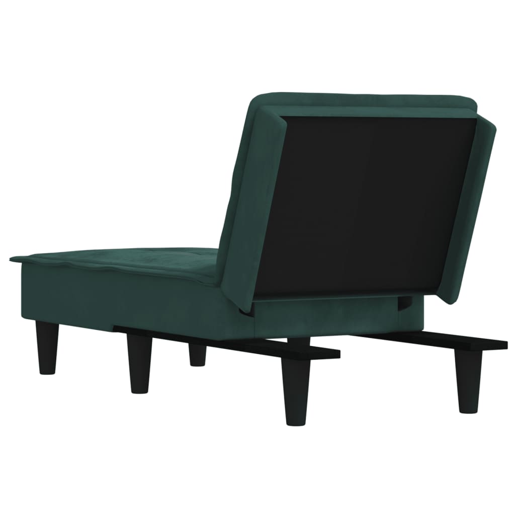 vidaXL Chaise longue veludo verde-escuro