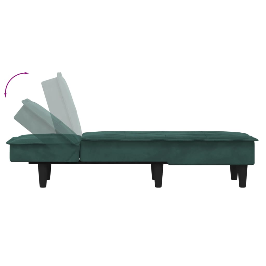 vidaXL Chaise longue veludo verde-escuro