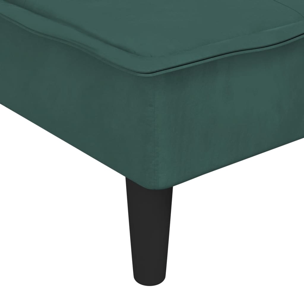 vidaXL Chaise longue veludo verde-escuro