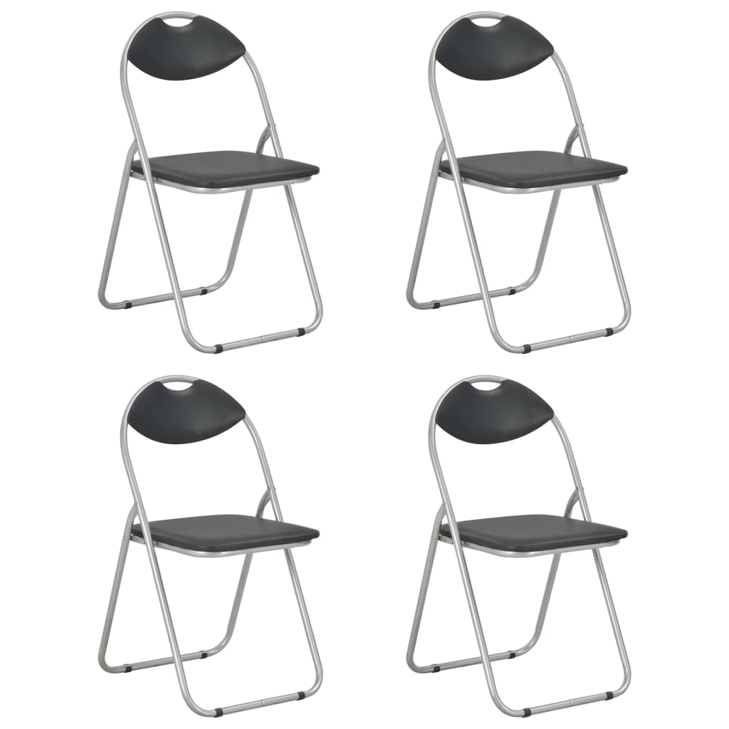 vidaXL Cadeiras de jantar dobráveis 4 pcs couro artificial preto