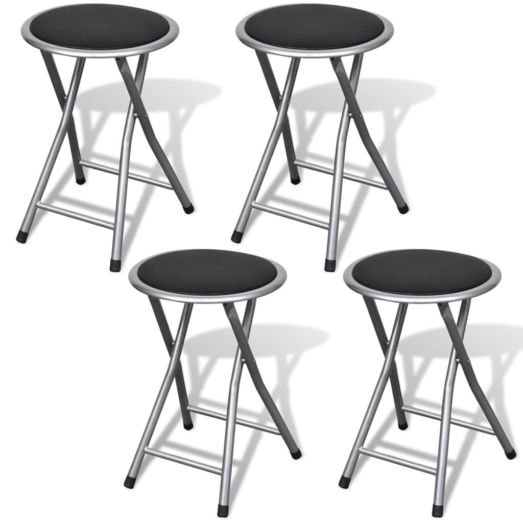 vidaXL Bancos de bar dobráveis 4 pcs couro artificial