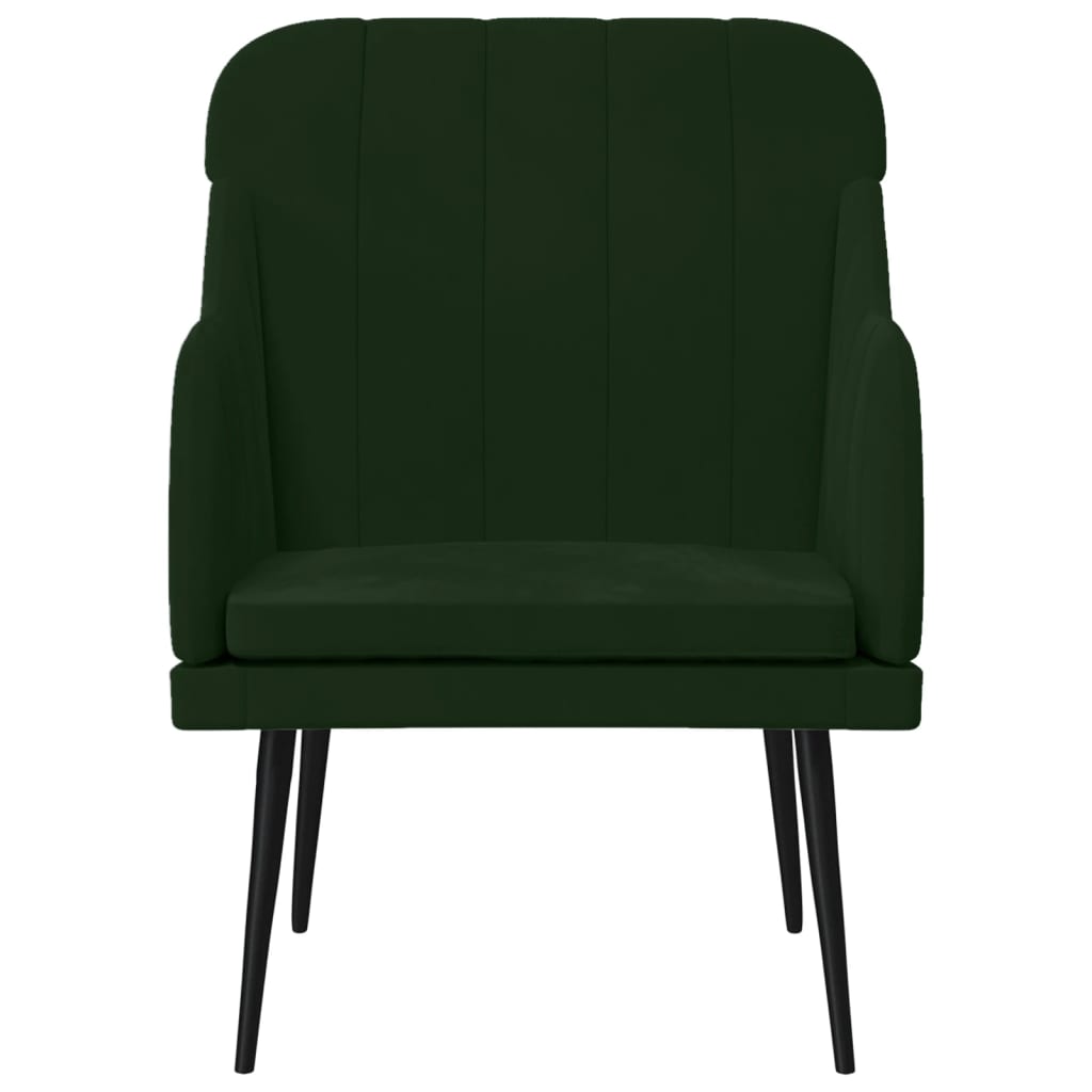 vidaXL Cadeira c/ apoio de braços 63x76x80 cm veludo verde-escuro