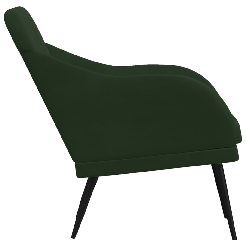 vidaXL Cadeira c/ apoio de braços 63x76x80 cm veludo verde-escuro