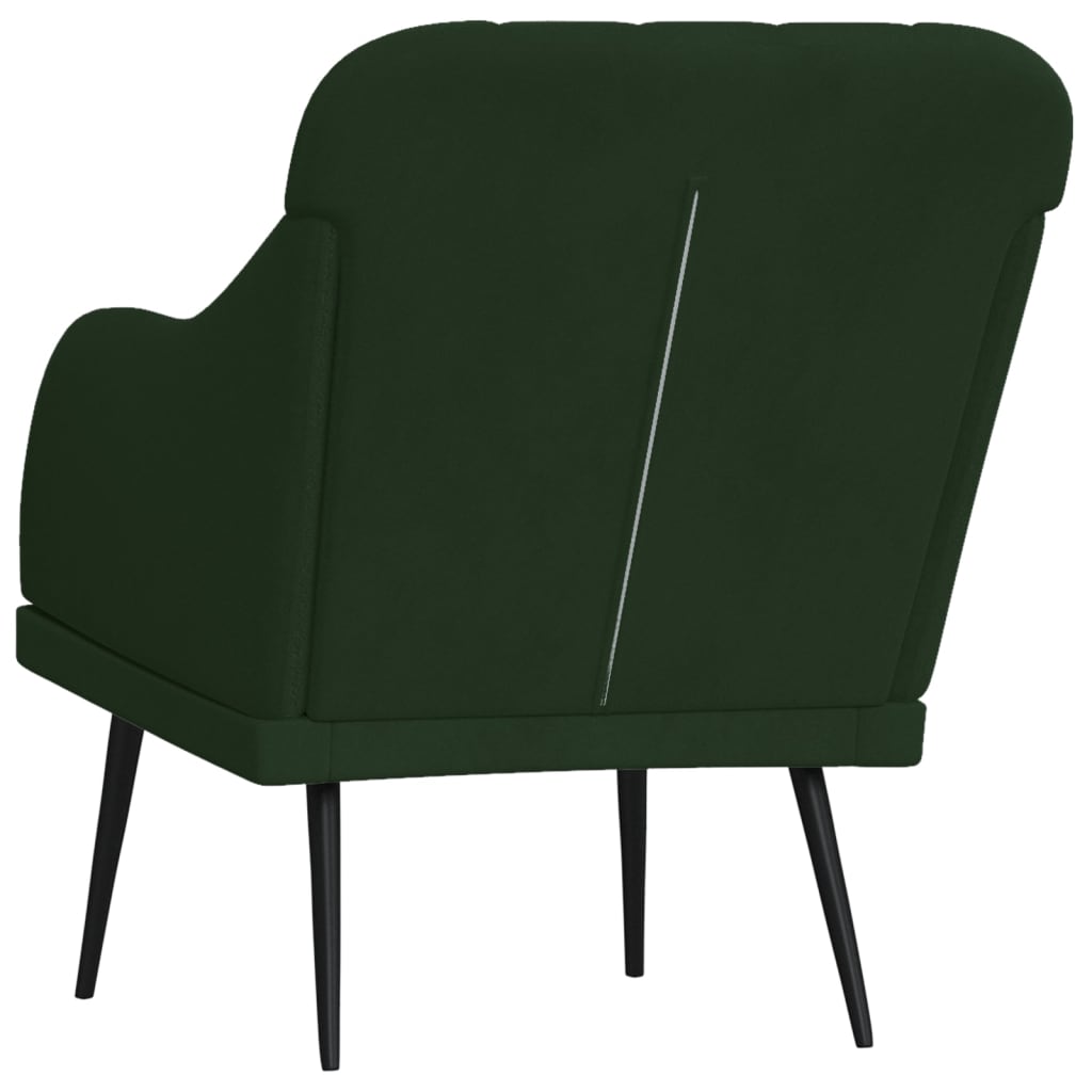 vidaXL Cadeira c/ apoio de braços 63x76x80 cm veludo verde-escuro