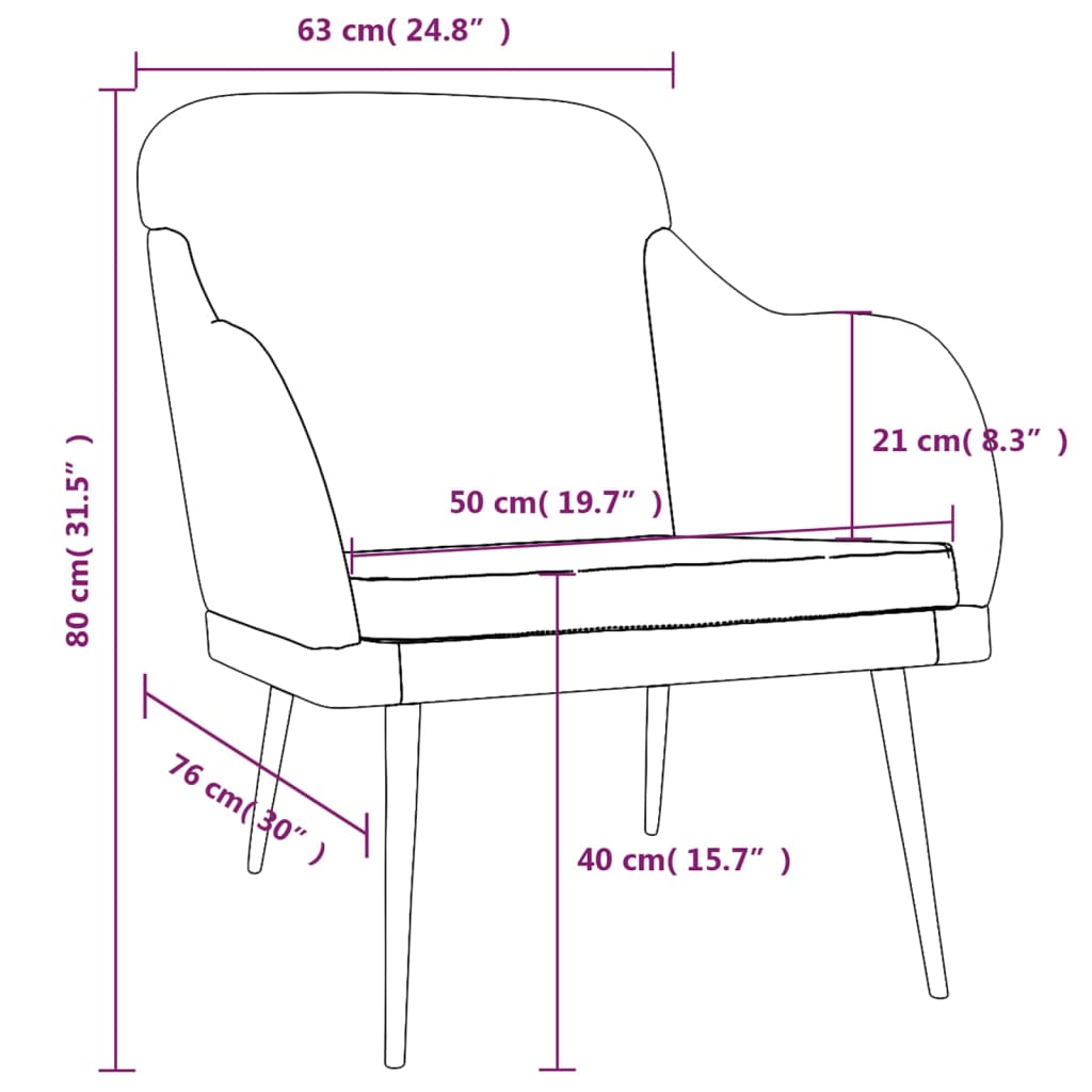 vidaXL Cadeira c/ apoio de braços 63x76x80 cm veludo verde-escuro