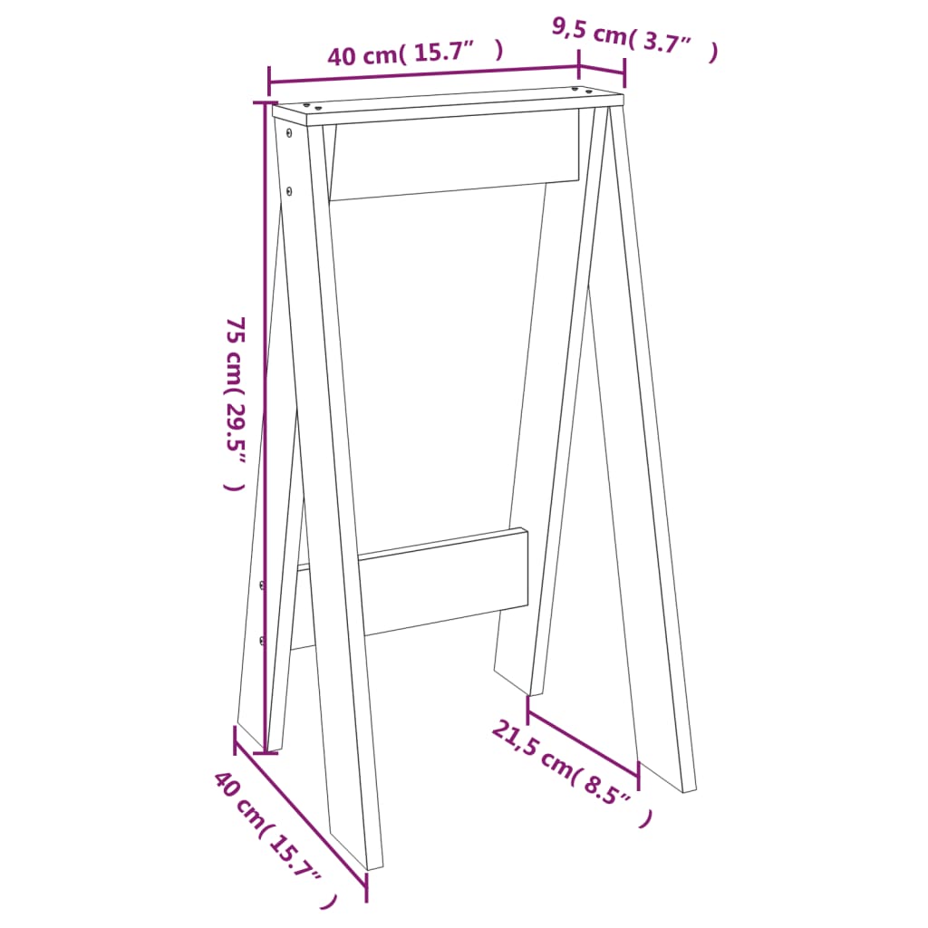 vidaXL Bancos 2 pcs 40x40x75 cm pinho maciço