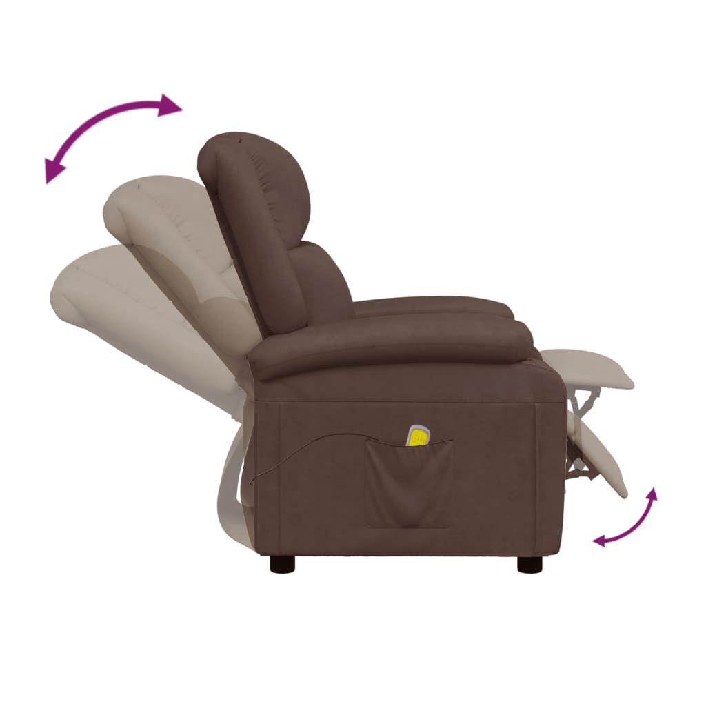 vidaXL Cadeira de massagens couro artificial castanho