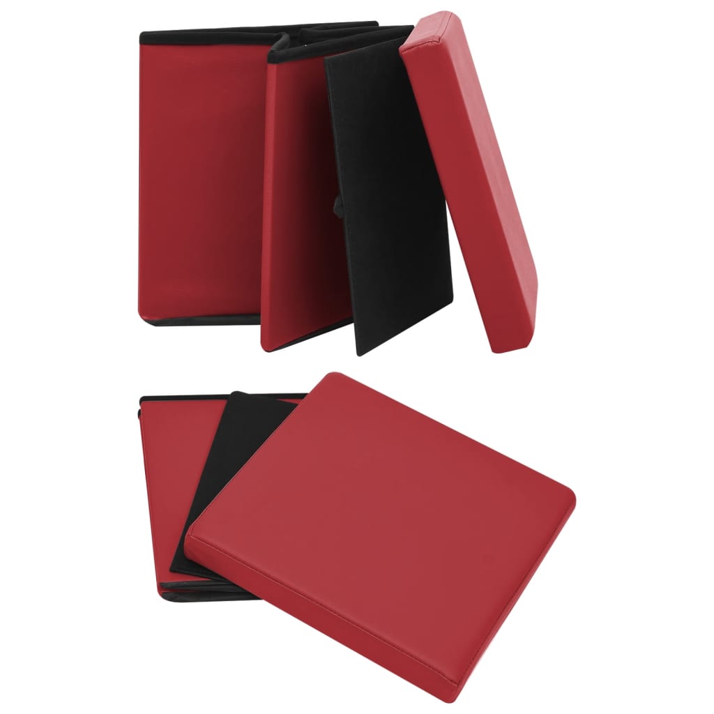 vidaXL Bancos de arrumação dobráveis 2 pcs PVC vermelho tinto