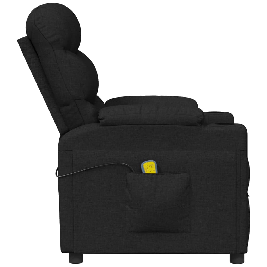 vidaXL Poltrona de massagens reclinável tecido preto