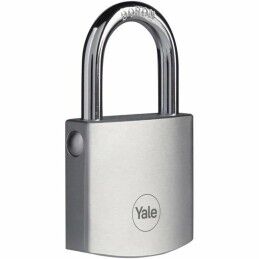 Yale|Cadeado com chave Yale Latão Aço Retangular Prateado