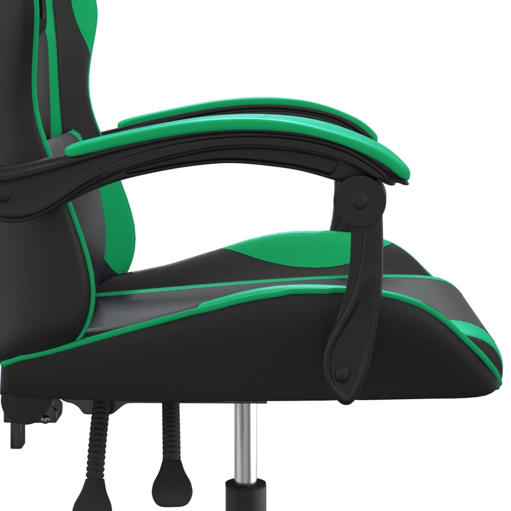 vidaXL Cadeira gaming giratória couro artificial preto e verde