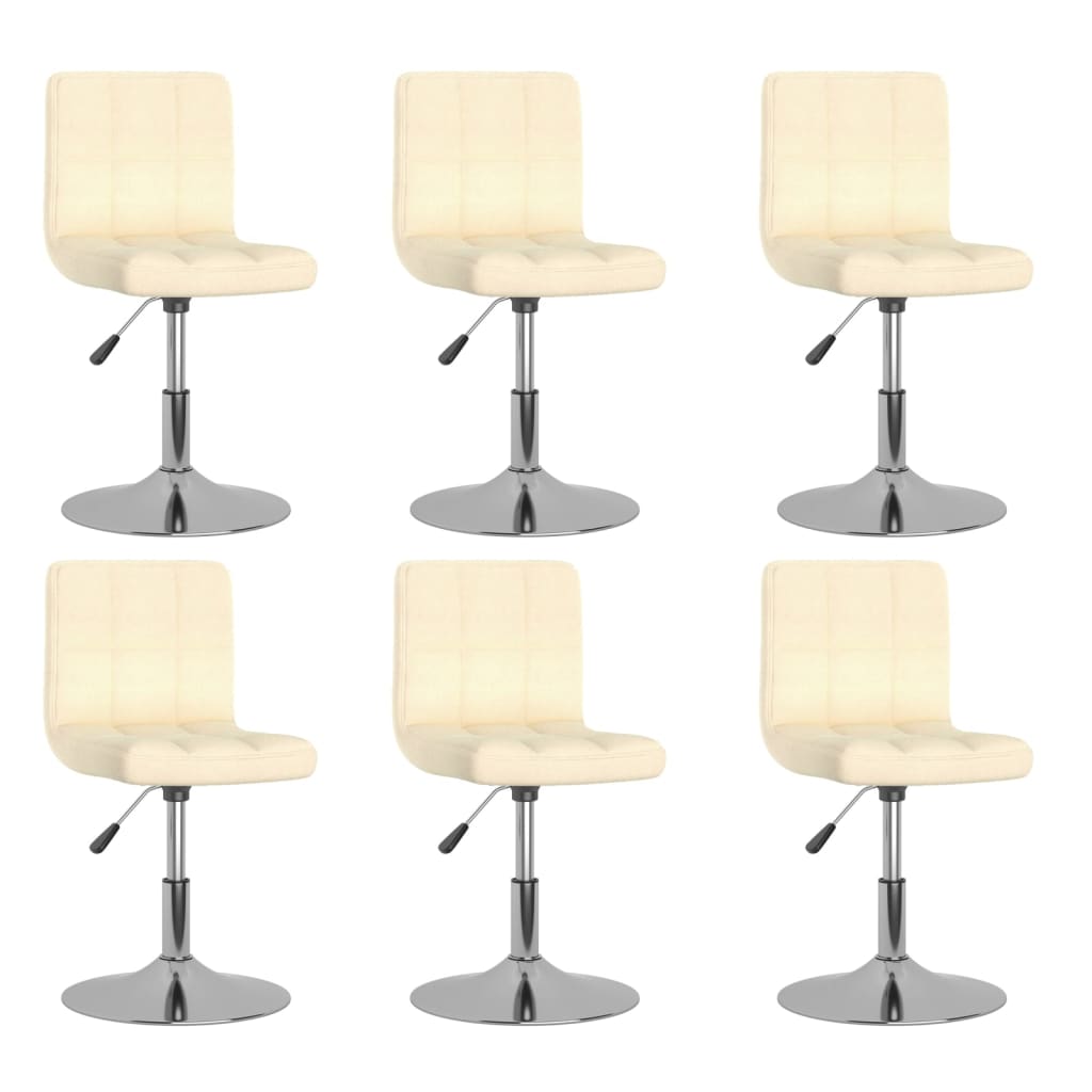 vidaXL Cadeiras de jantar giratórias 6 pcs tecido cor creme