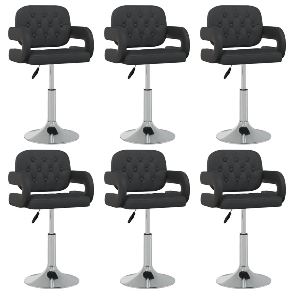 vidaXL Cadeiras de jantar giratórias 6 pcs couro artificial preto