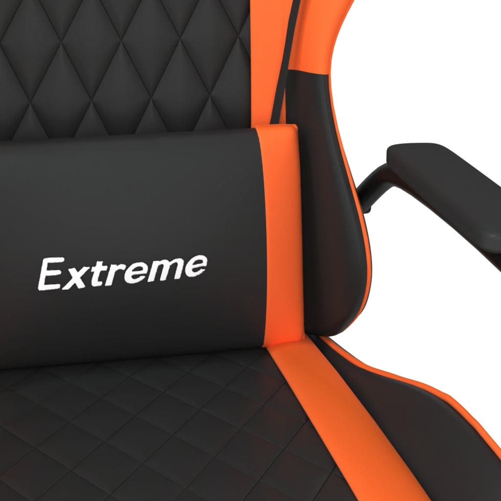 vidaXL Cadeira gaming massagens couro artificial preto e laranja