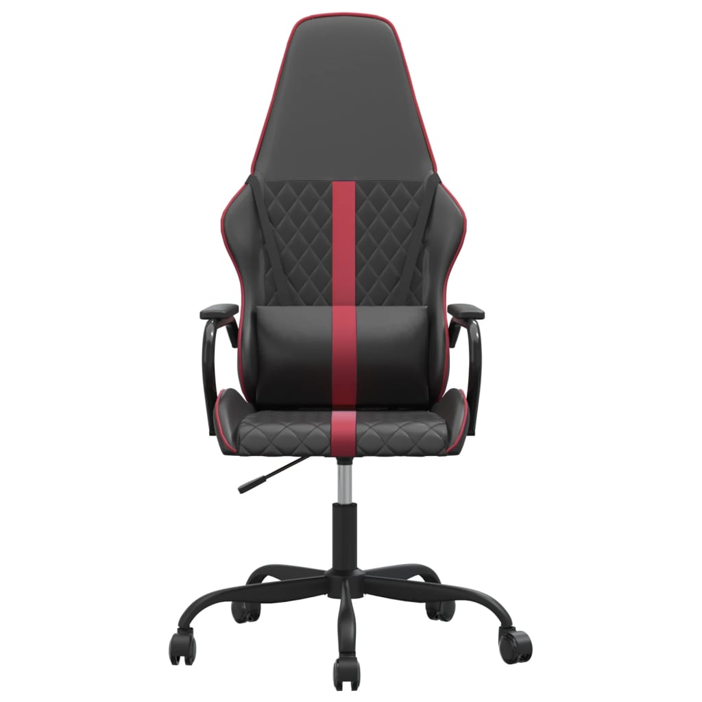 vidaXL Cadeira gaming massagens couro artificial vermelho-tinto/preto