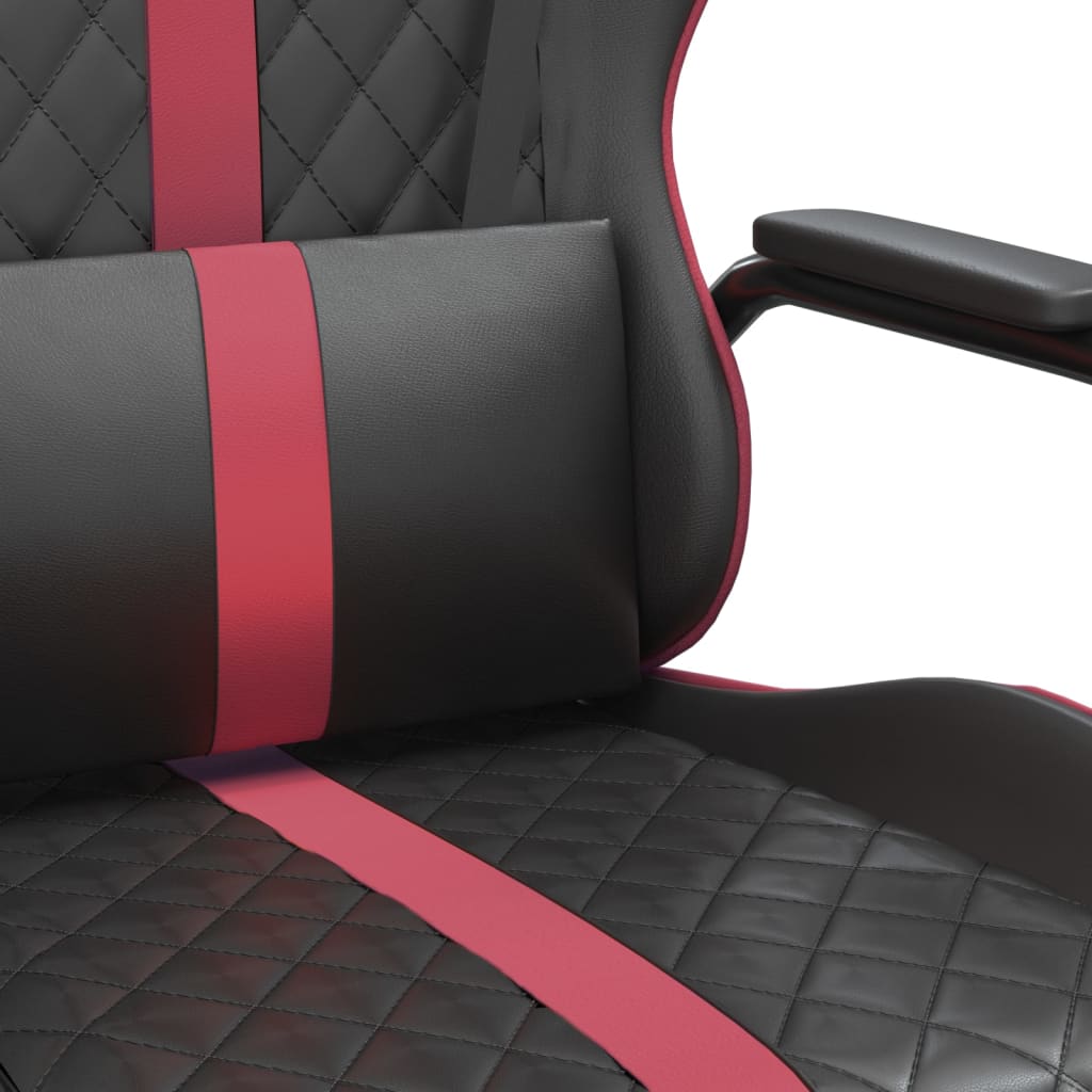 vidaXL Cadeira gaming massagens couro artificial vermelho-tinto/preto