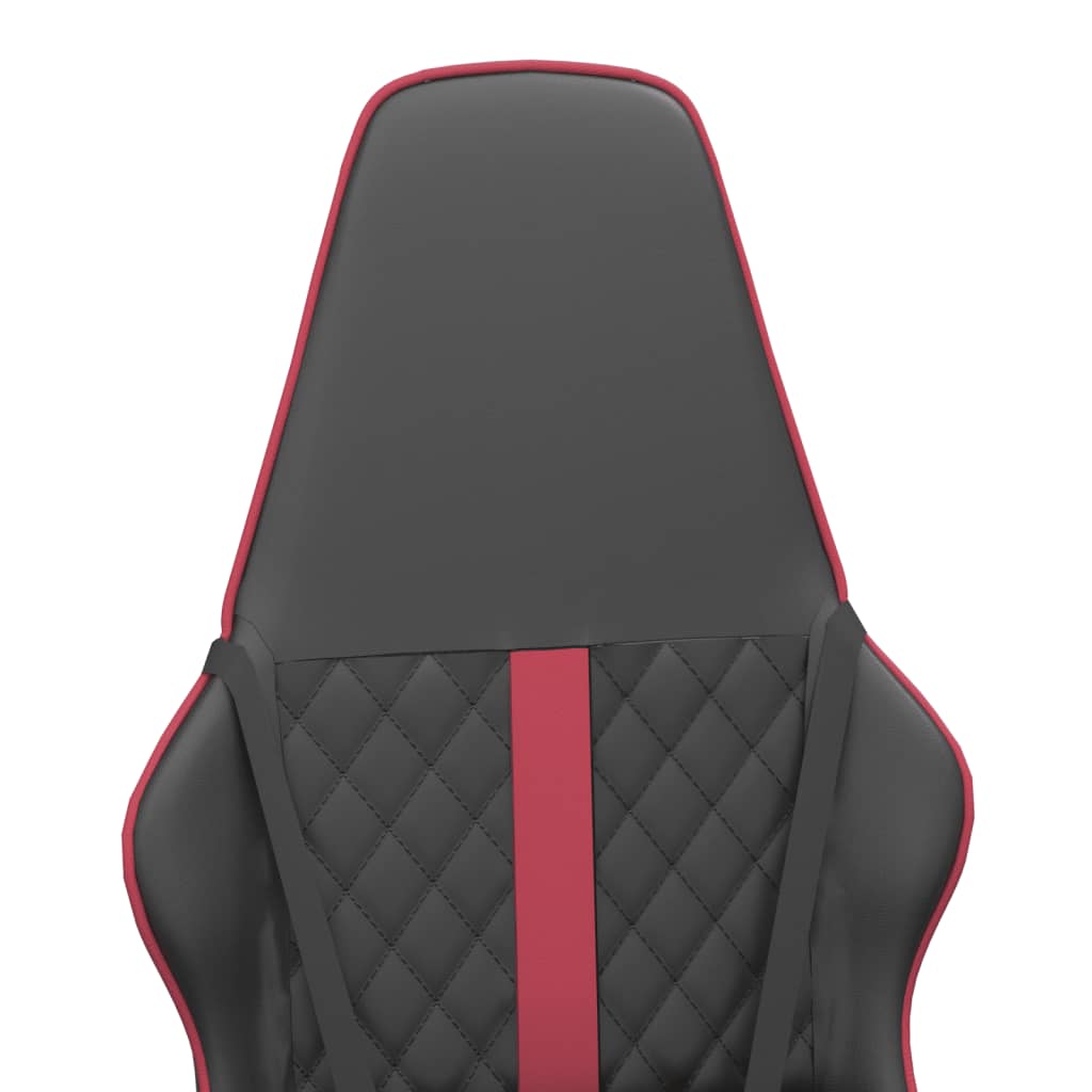 vidaXL Cadeira gaming massagens couro artificial vermelho-tinto/preto