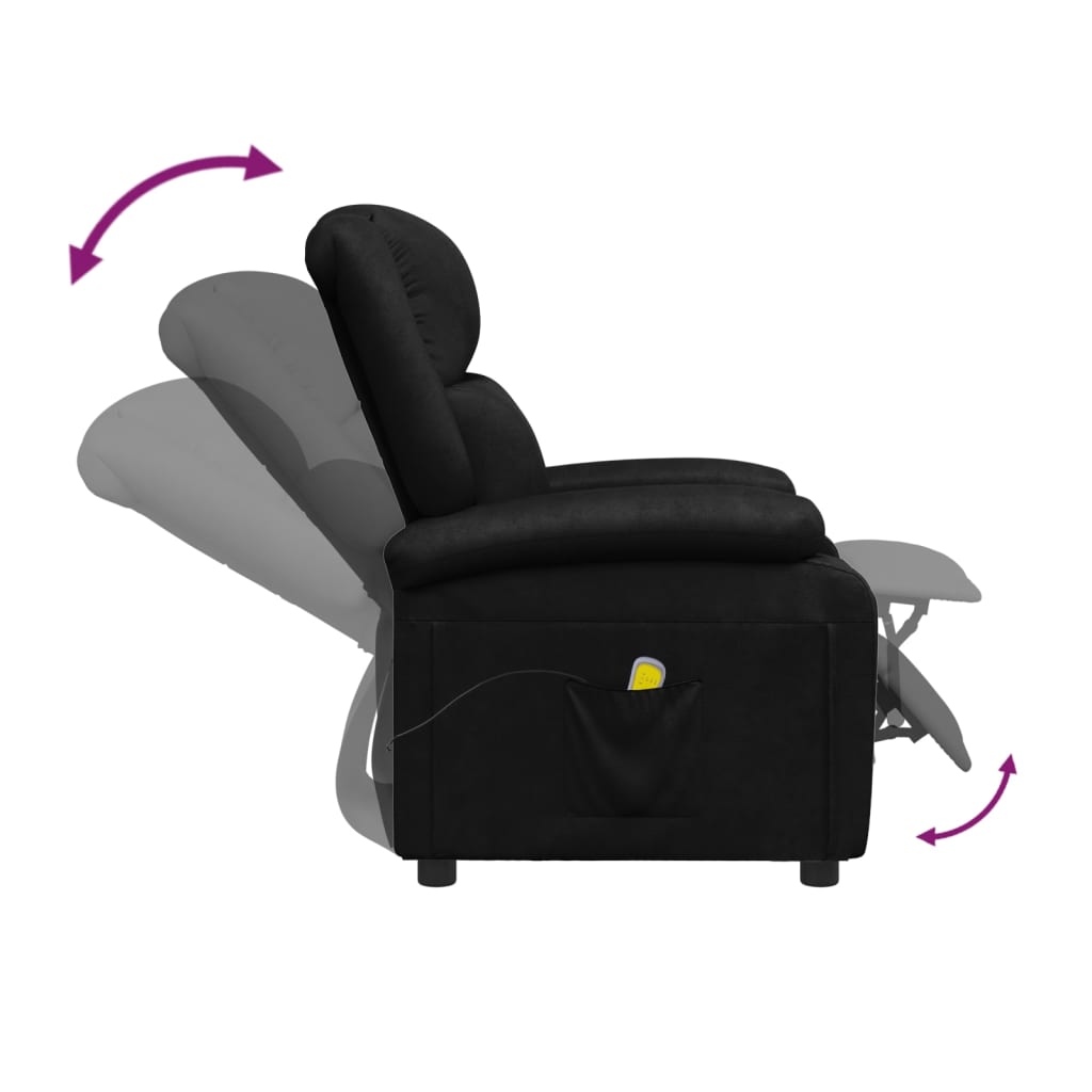 vidaXL Poltrona de massagens couro artificial preto