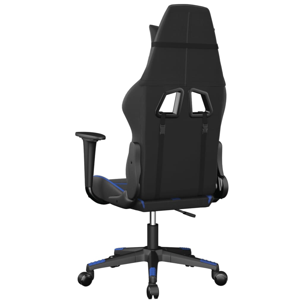 vidaXL Cadeira gaming de massagens couro artificial preto e azul