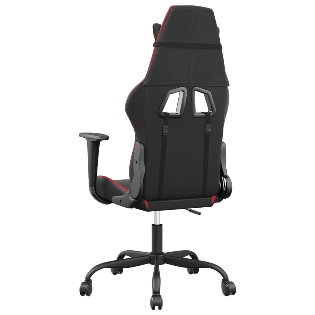 vidaXL Cadeira gaming massagens couro artificial preto e vermelho