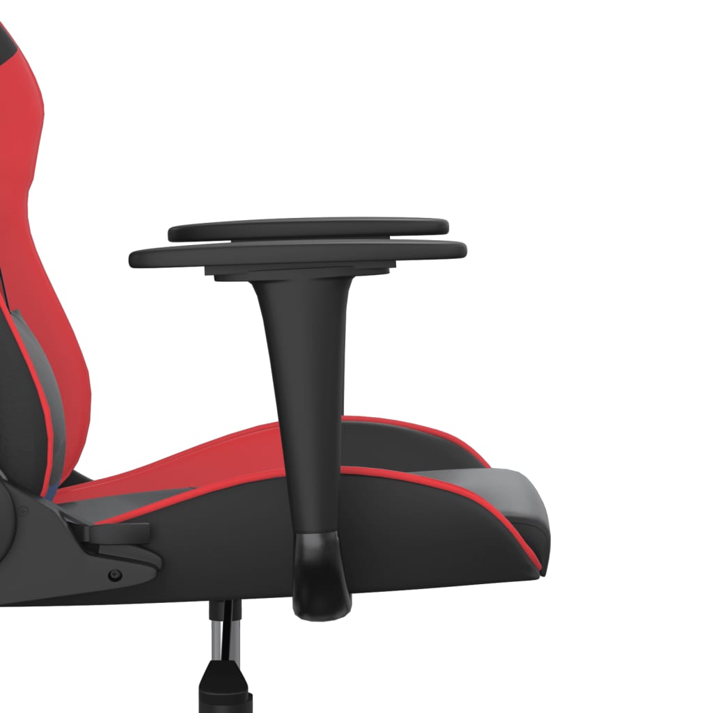 vidaXL Cadeira gaming massagens couro artificial preto e vermelho