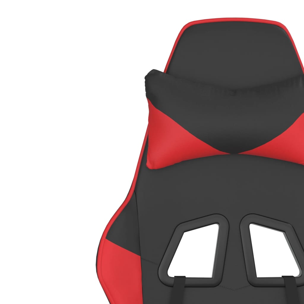 vidaXL Cadeira gaming massagens couro artificial preto e vermelho