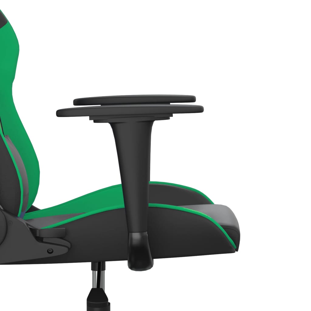 vidaXL Cadeira gaming massagens couro artificial preto e verde