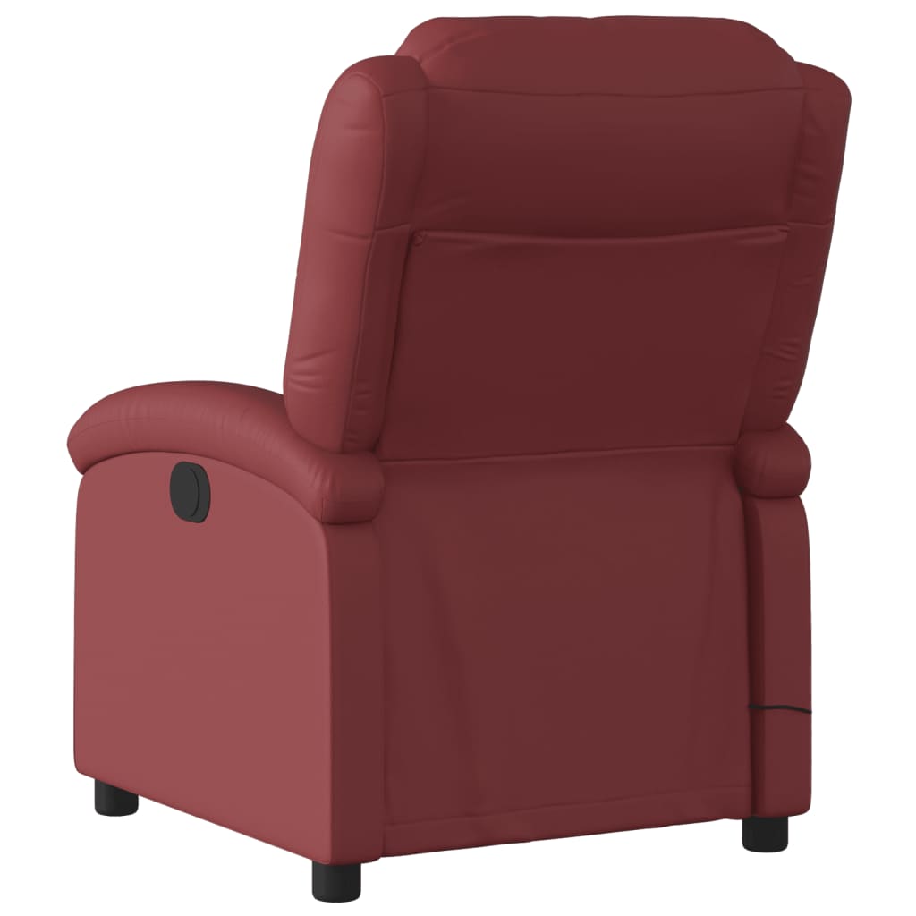 vidaXL Poltrona massagens reclinável couro artificial vermelho tinto