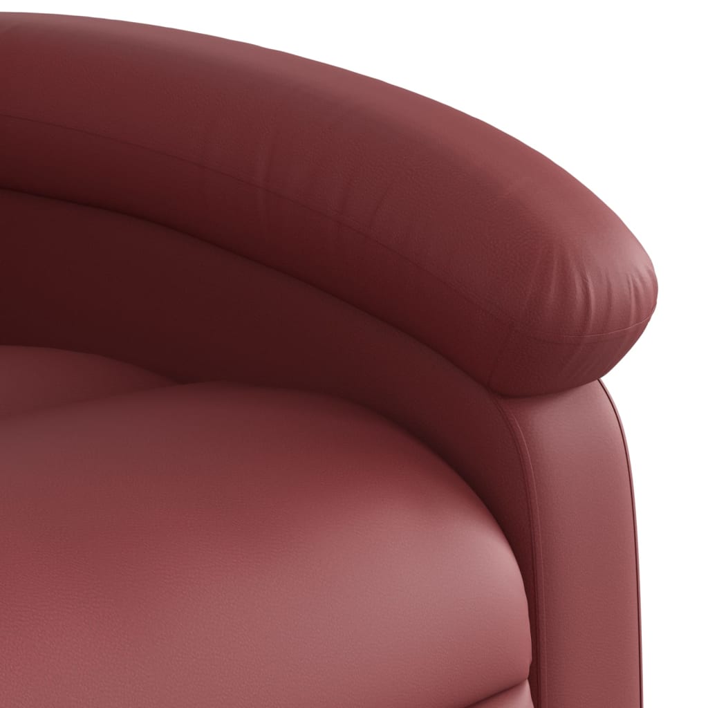 vidaXL Poltrona massagens reclinável couro artificial vermelho tinto