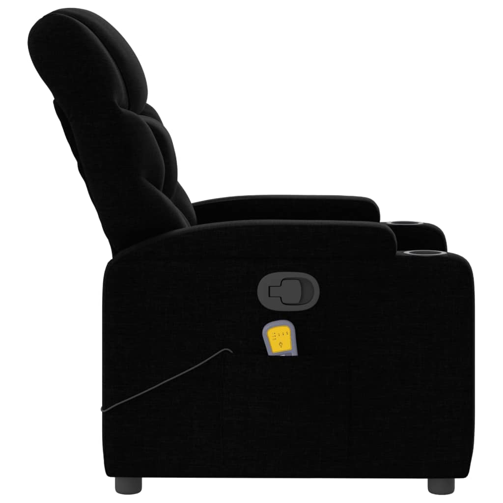 vidaXL Poltrona de massagens reclinável tecido preto