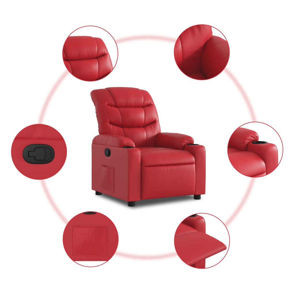 vidaXL Poltrona reclinável couro artificial vermelho