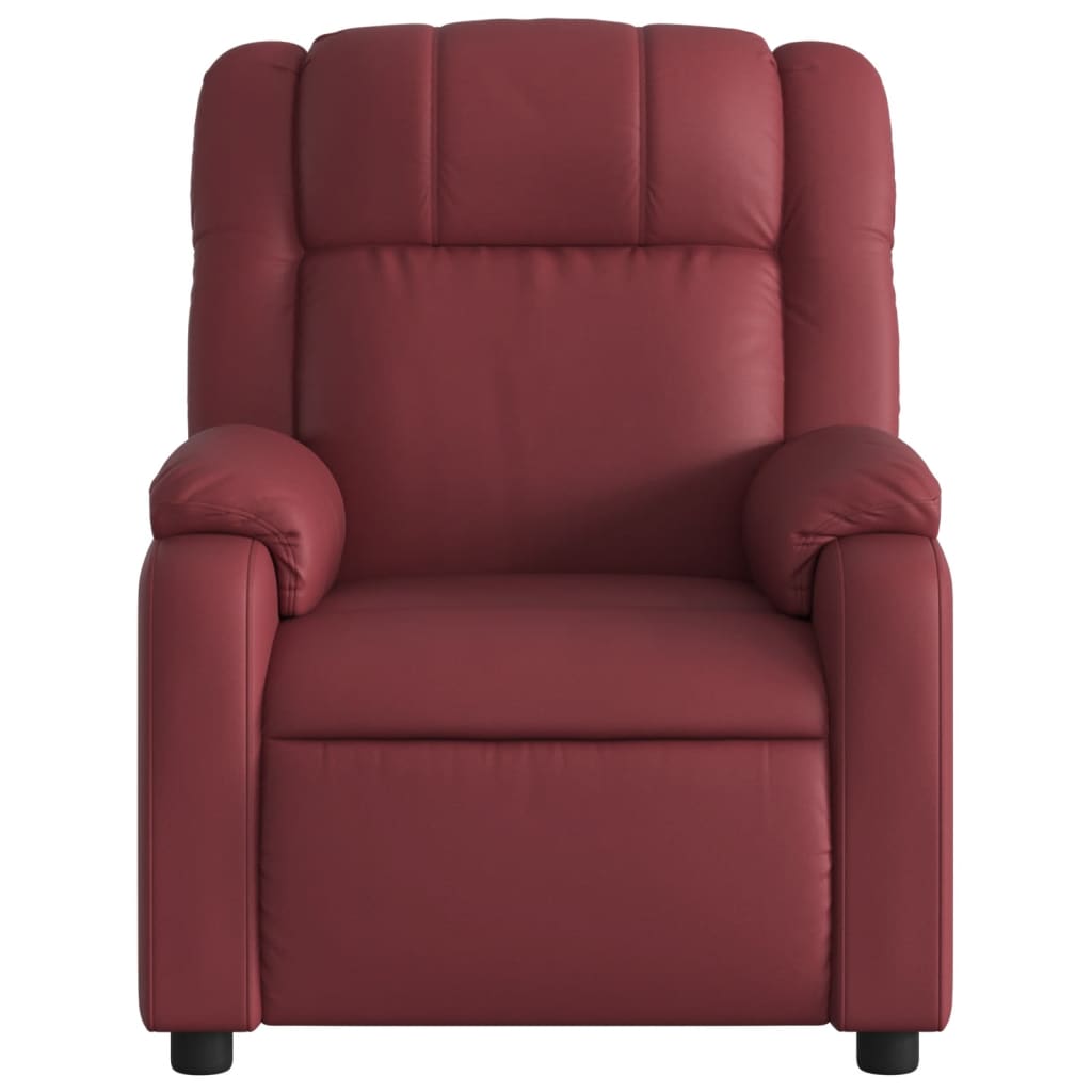 vidaXL Poltrona massagens reclin. elétrica couro artif. vermelho-tinto