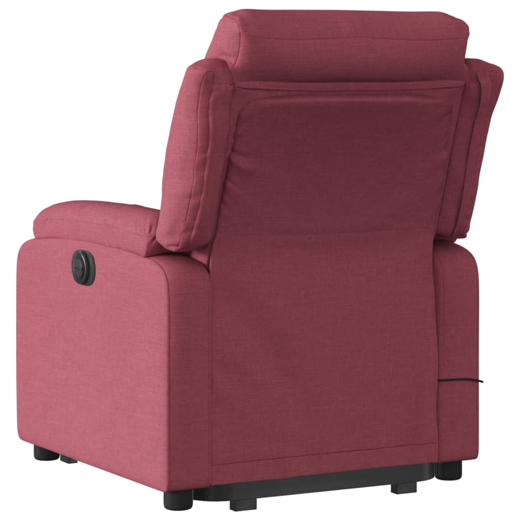 vidaXL Poltrona de massagens reclin. elevatória tecido vermelho tinto