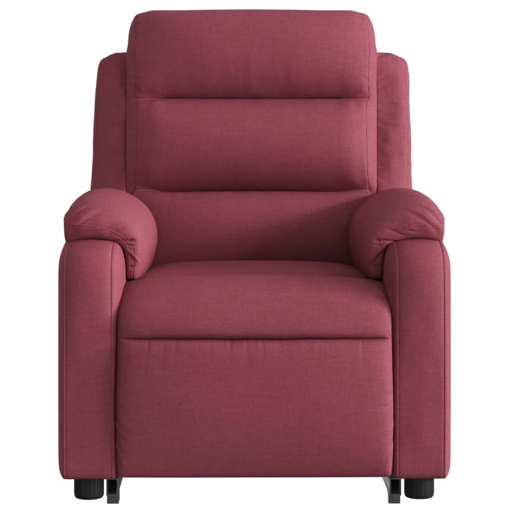 vidaXL Poltrona de massagens reclin. elevatória tecido vermelho tinto