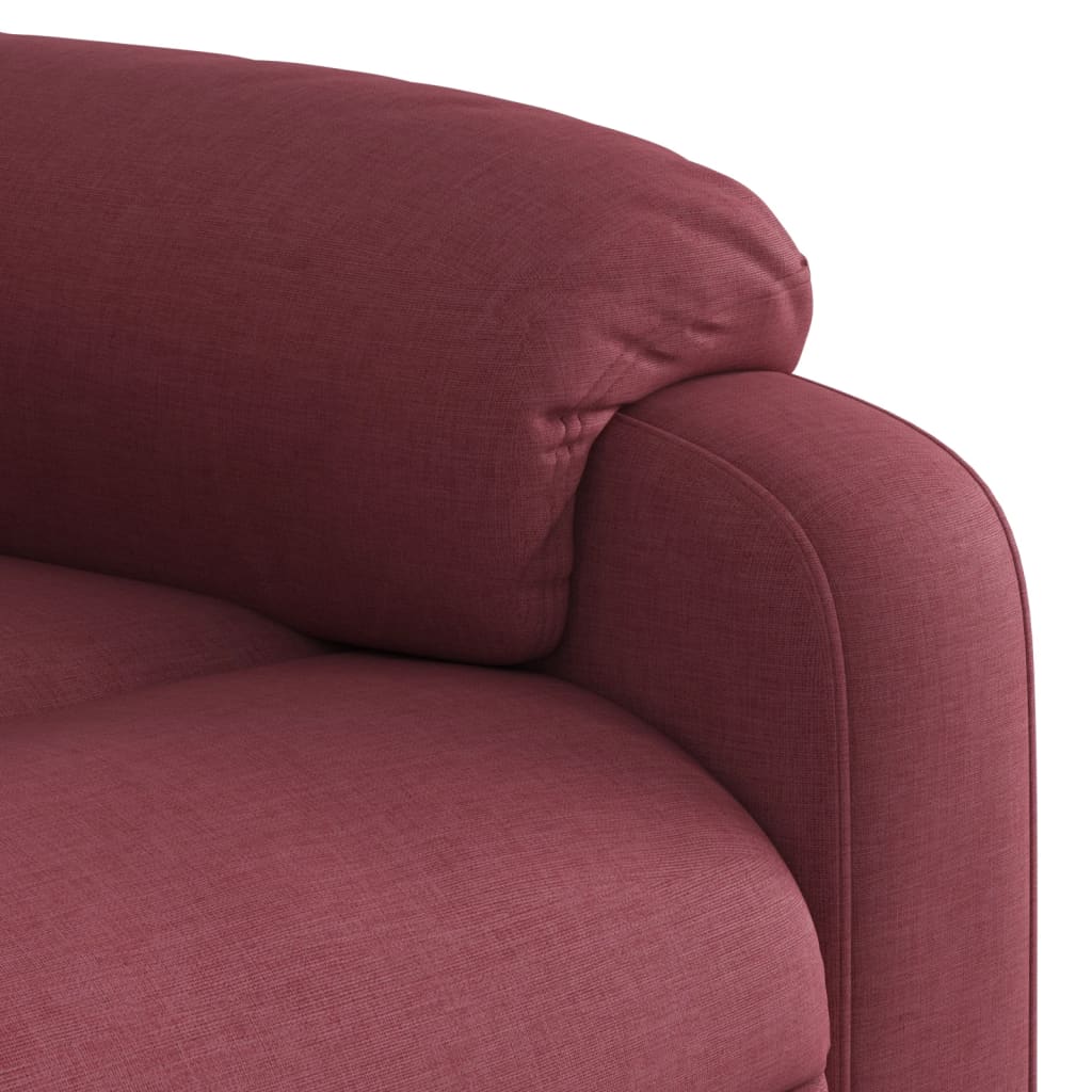 vidaXL Poltrona de massagens reclin. elevatória tecido vermelho tinto