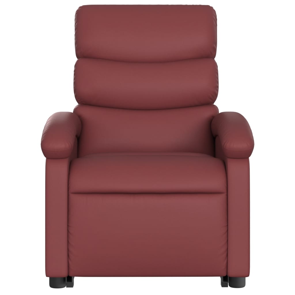 vidaXL Poltrona reclin. elevatória elétrica couro artif vermelho-tinto