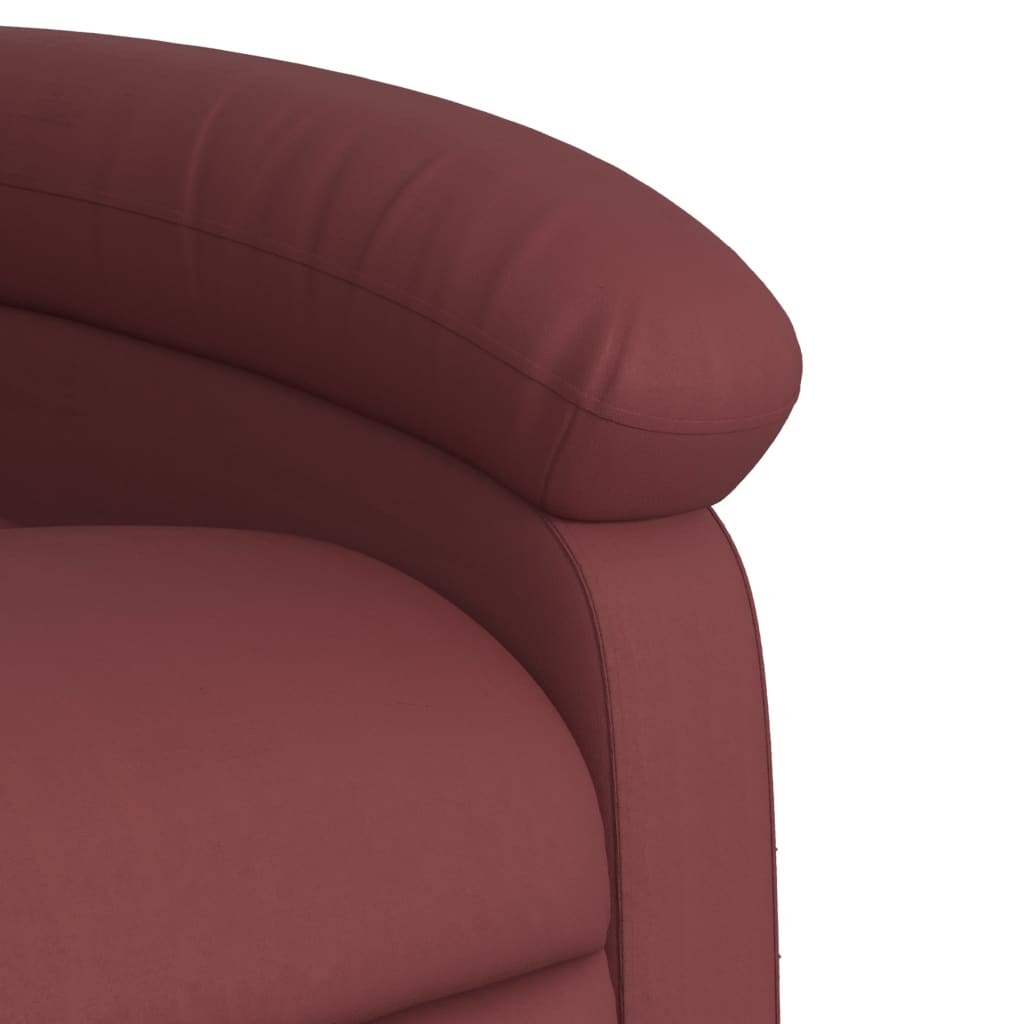 vidaXL Poltrona reclin. elevatória elétrica couro artif vermelho-tinto