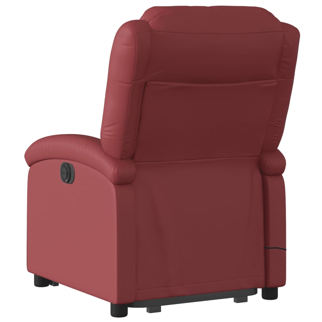 vidaXL Poltrona reclin. elevatória elétrica couro artif vermelho-tinto