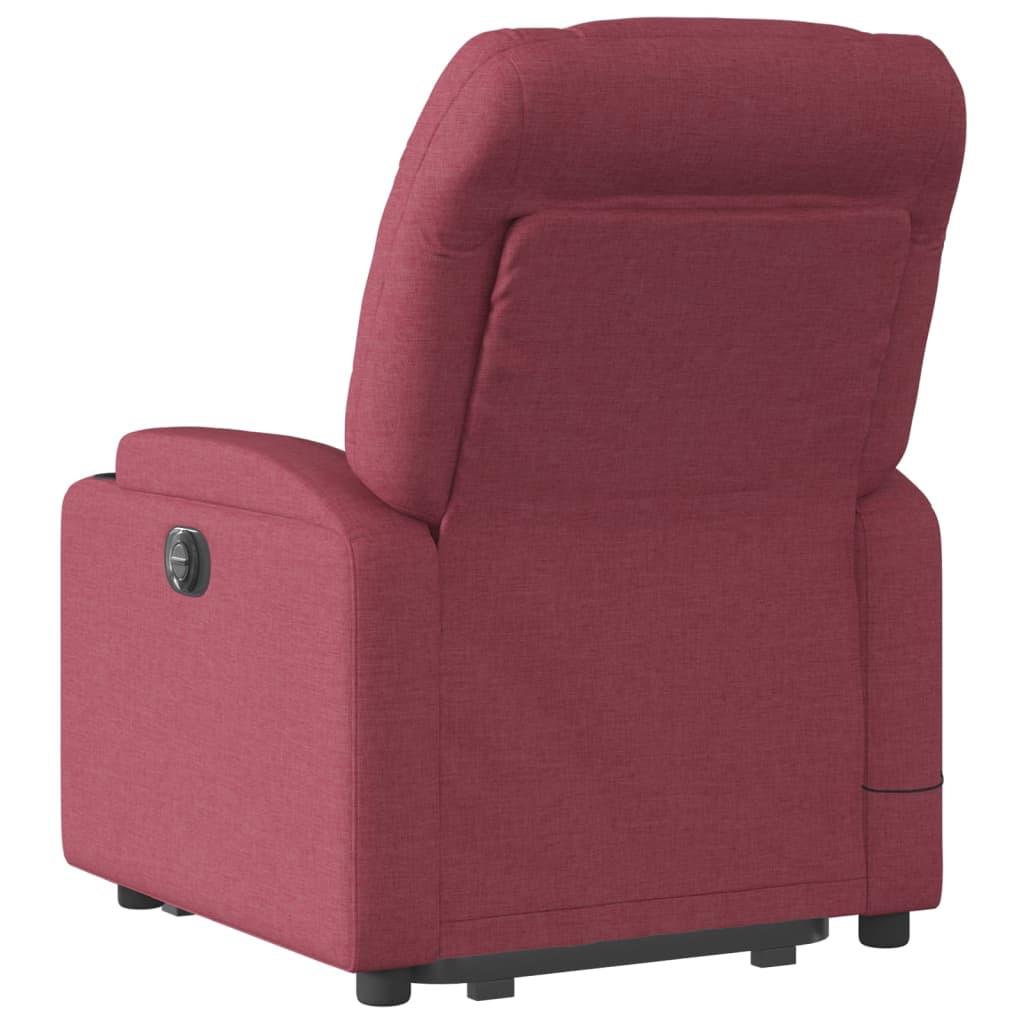 vidaXL Poltrona de massagens reclin. elevatória tecido vermelho tinto