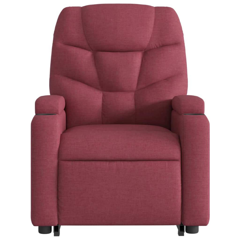 vidaXL Poltrona de massagens reclin. elevatória tecido vermelho tinto