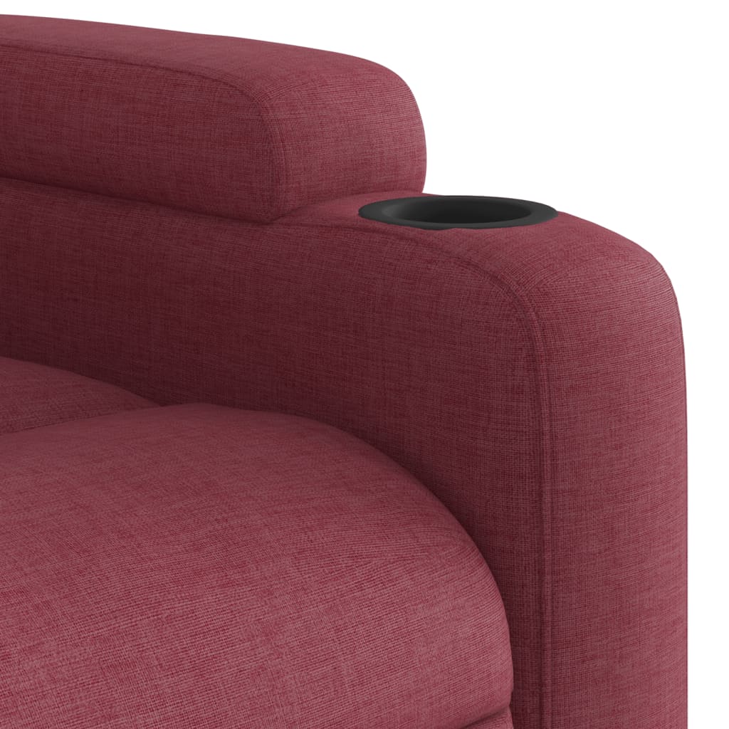 vidaXL Poltrona de massagens reclin. elevatória tecido vermelho tinto