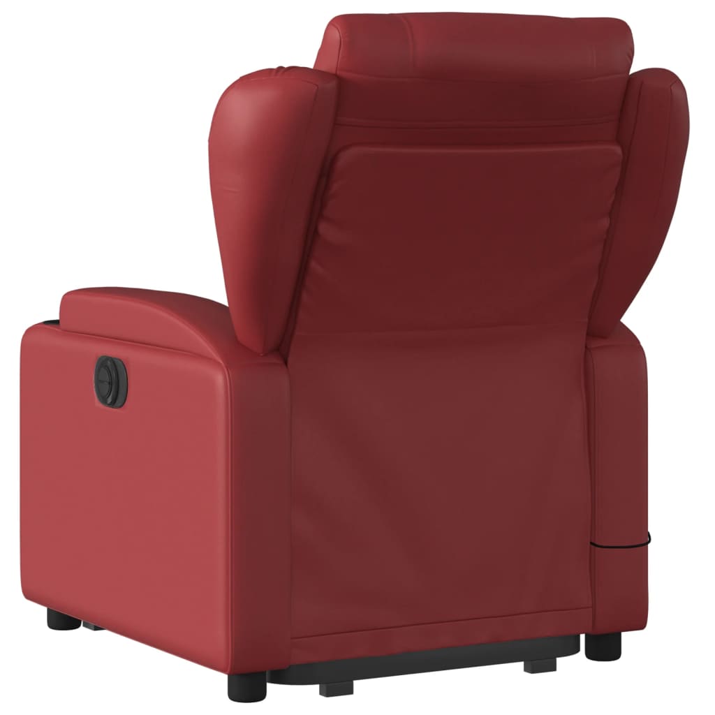 vidaXL Poltrona reclin. elevatória elétrica couro artif vermelho-tinto