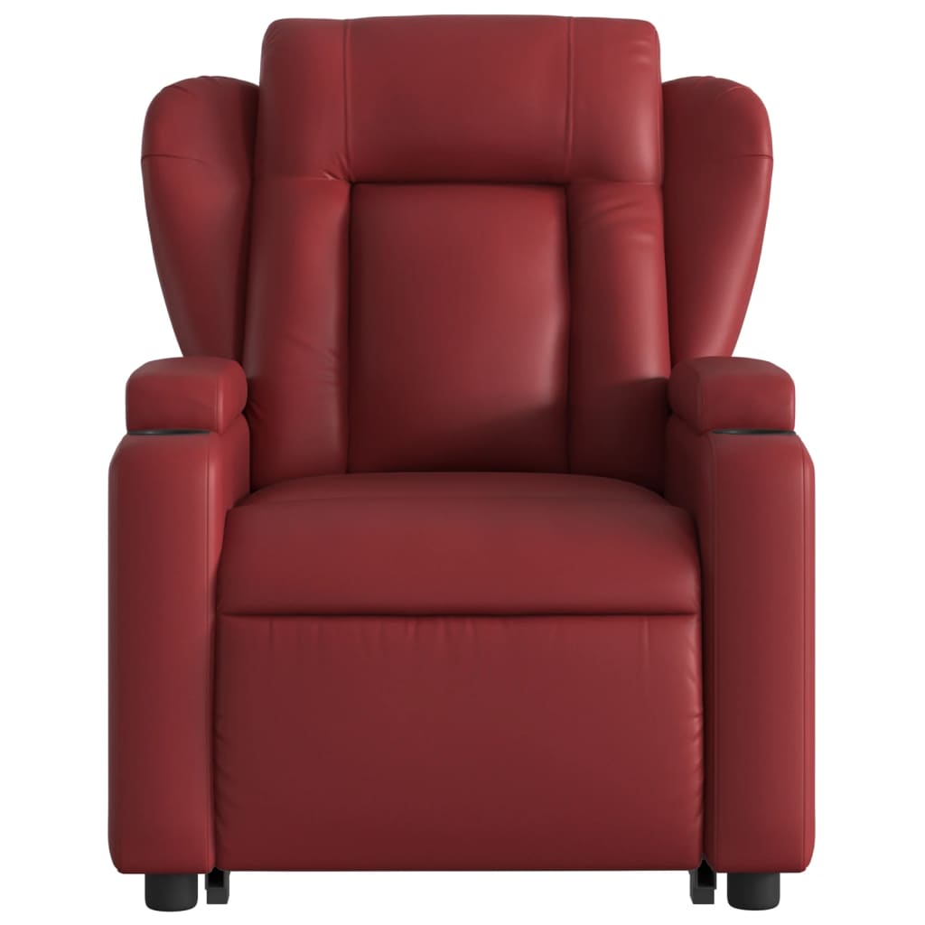 vidaXL Poltrona reclin. elevatória elétrica couro artif vermelho-tinto