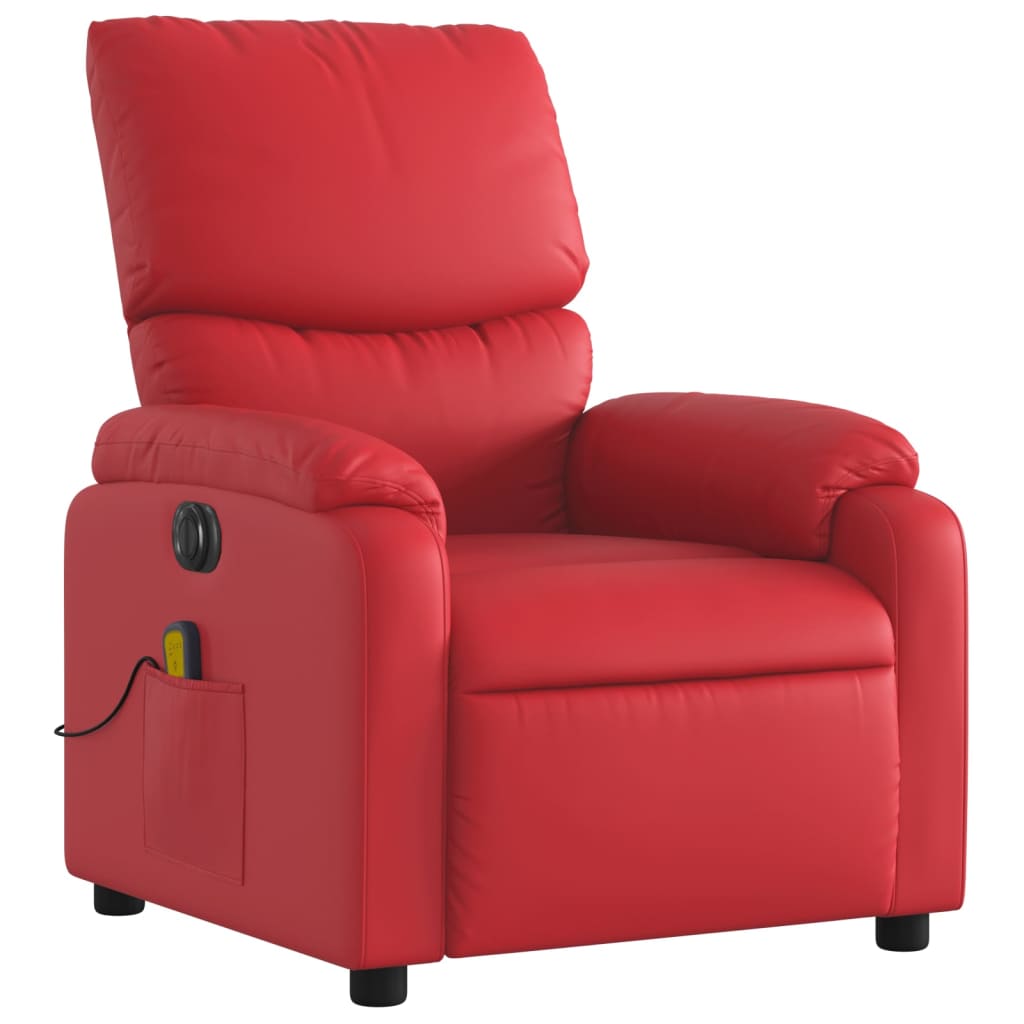 vidaXL Poltrona massagens reclinável elétrica couro artif. vermelho