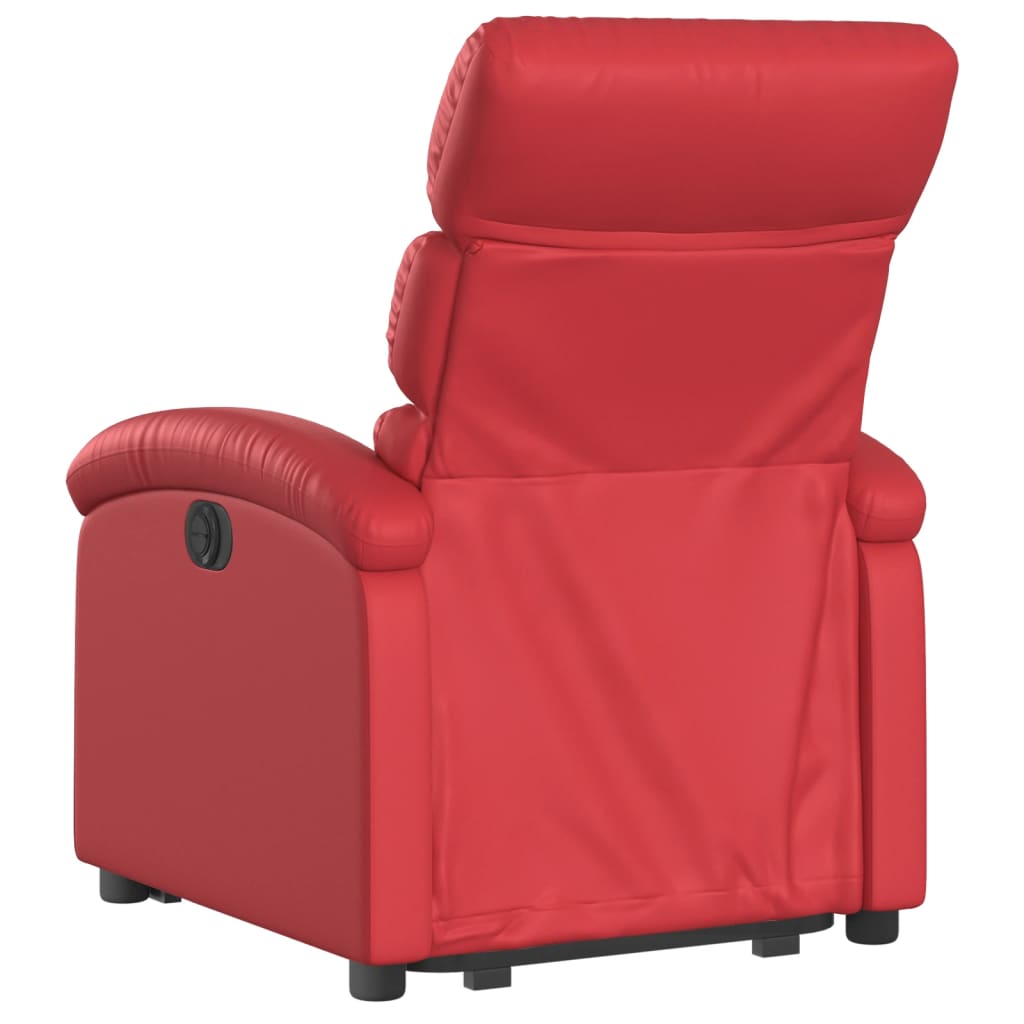 vidaXL Poltrona massagens reclinável elevatória couro artif. vermelho